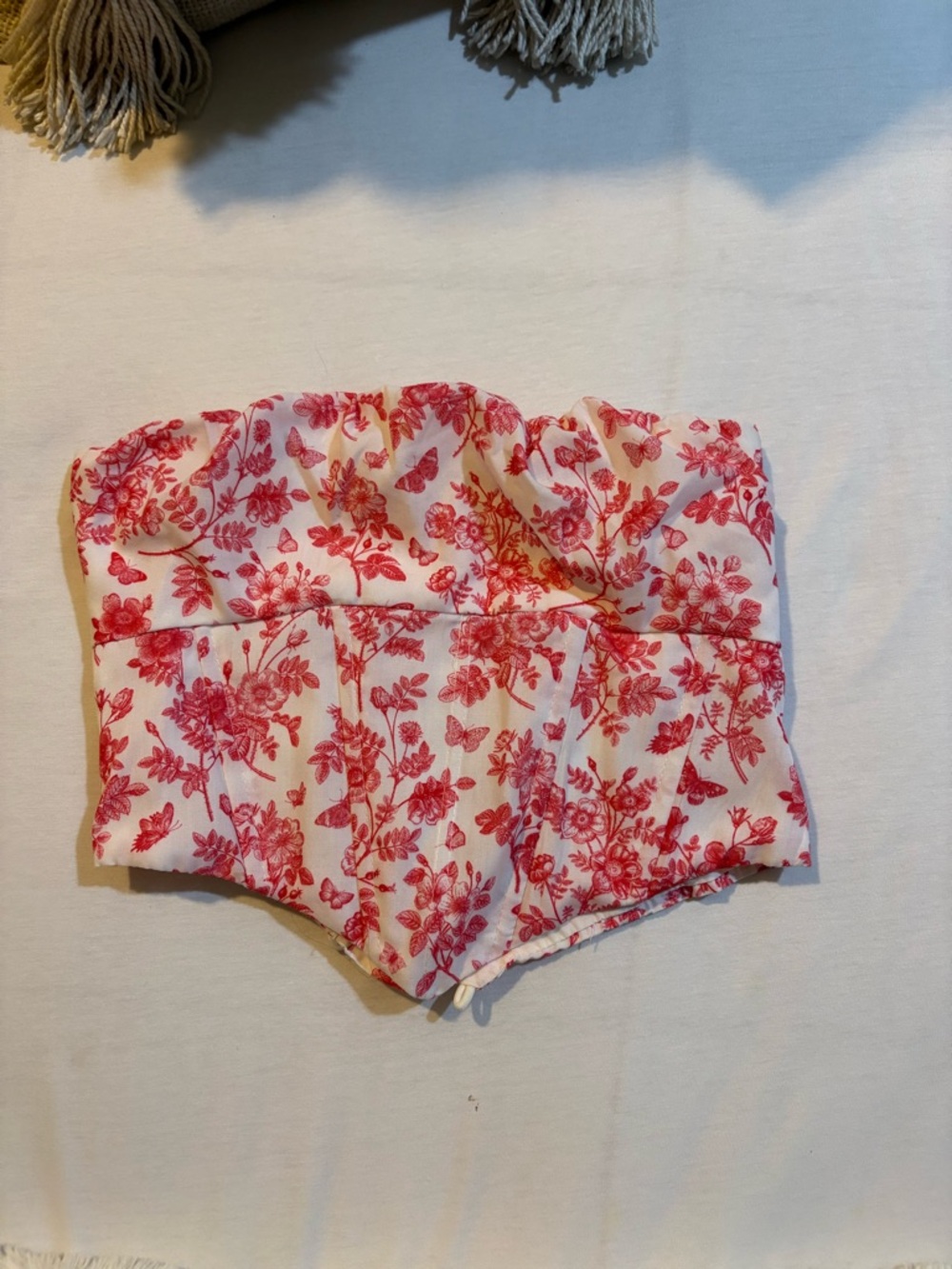 Strapless Pink Floral Women’s Cropped Corset top